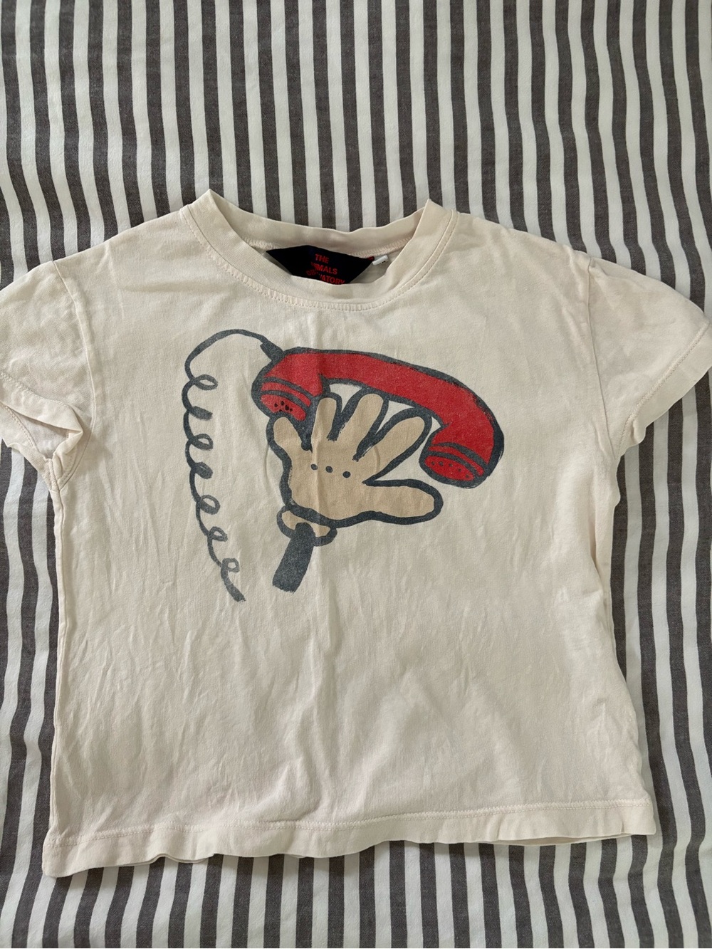 The Animals Observatory Cream Graphic Tee with Red Phone Design